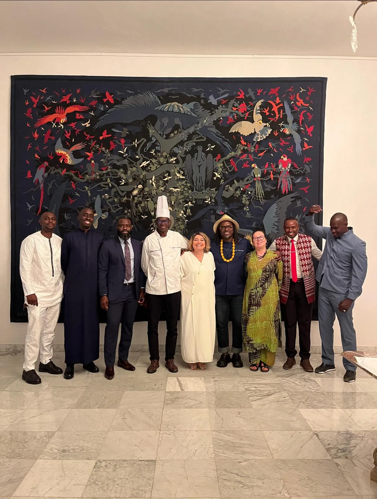 Diner chez l'Ambassadrice de France au Sénégal, à la mémoire et à l’avenir de l’Alliance française de Ziguinchor. Etaient invités, les chefs Raoul Coly et Dieme Youssoupha