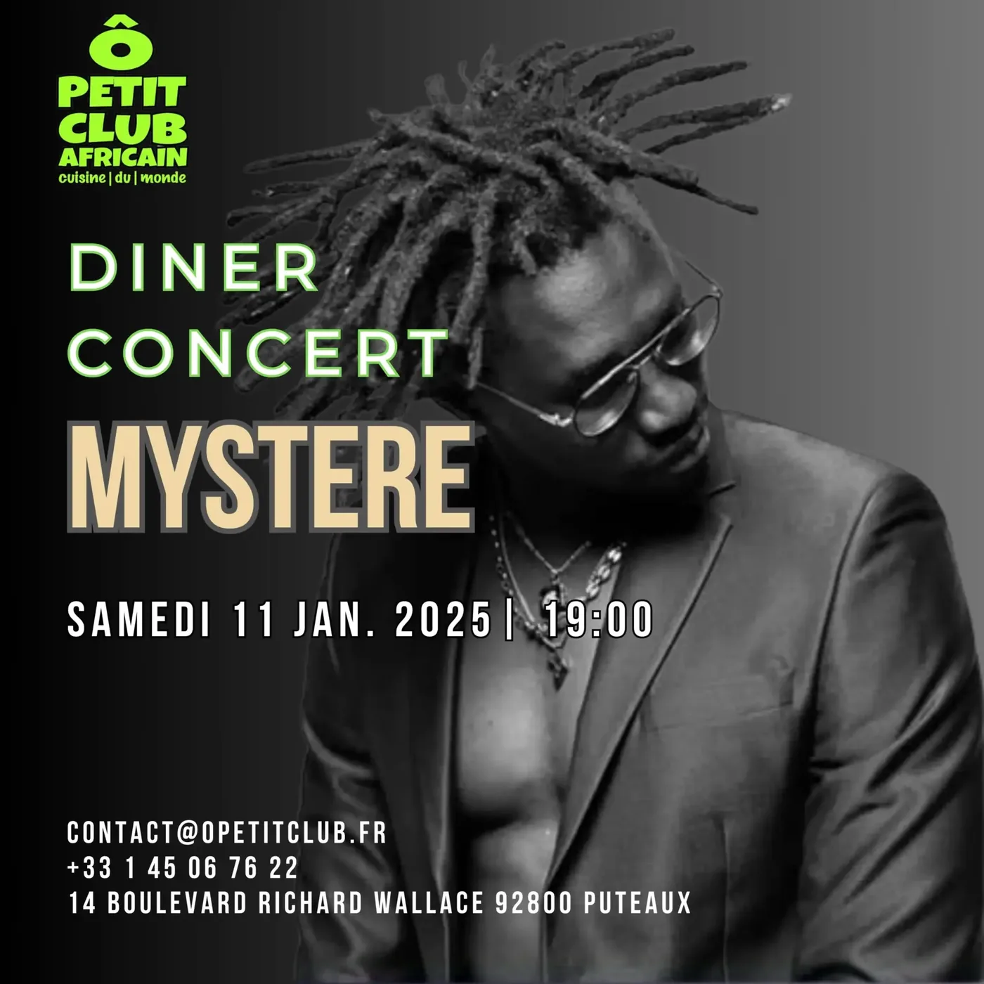 Diner-Concert avec Mystère le 11 Janvier 2025